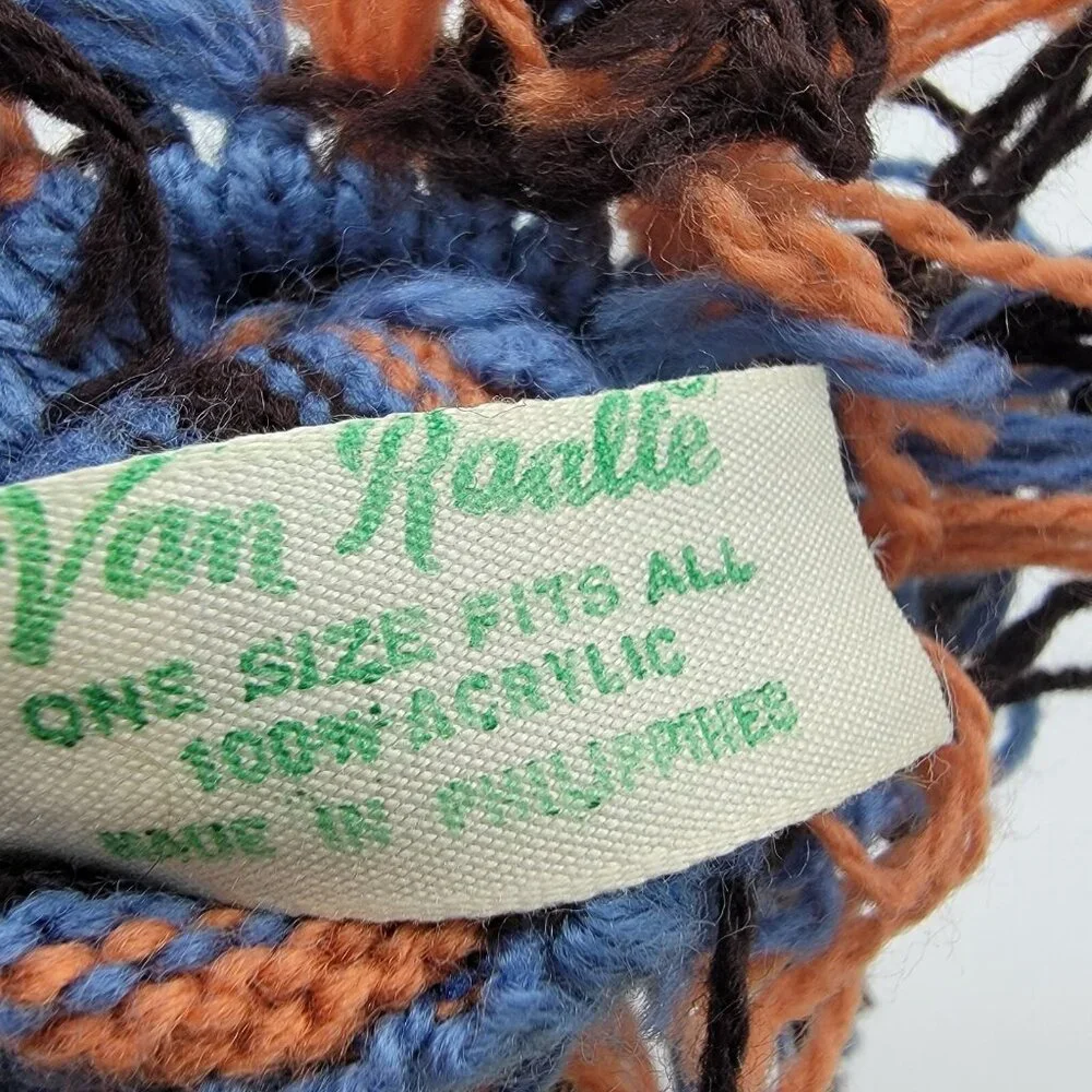 NWT VINTAGE VAN RAALTE‎ Blue Knit With Fringe One Size Gloves NOS